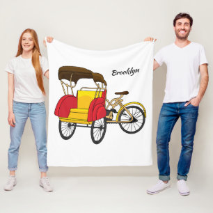 Pedicab Rickshaw Cartoon Illustration Fleecedecke