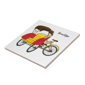 Pedicab Rickshaw Cartoon Illustration Fliese (Seite)