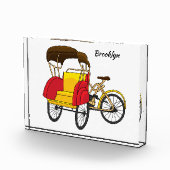 Pedicab Rickshaw Cartoon Illustration Fotoblock (Rechts)