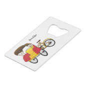 Pedicab Rickshaw Cartoon Illustration Geldbeutel Flaschenöffner (Vorderseite Schrägansicht)