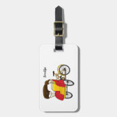 Pedicab Rickshaw Cartoon Illustration Gepäckanhänger (Vorderseite vertikal)