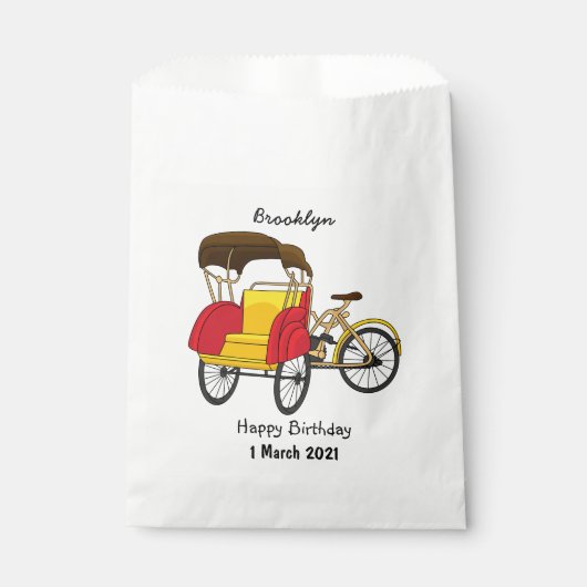 Pedicab Rickshaw Cartoon Illustration Geschenktütchen (Vorderseite)