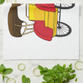 Pedicab Rickshaw Cartoon Illustration Geschirrtuch (Gefaltet)