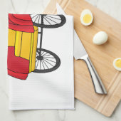 Pedicab Rickshaw Cartoon Illustration Geschirrtuch (Viertel Falte)