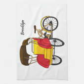 Pedicab Rickshaw Cartoon Illustration Geschirrtuch (Vertikal)