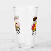 Pedicab Rickshaw Cartoon Illustration Glas (Links)