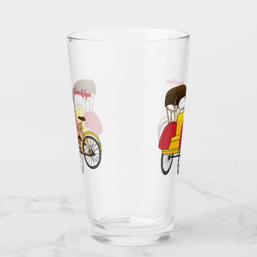 Pedicab Rickshaw Cartoon Illustration Glas (Rechts)