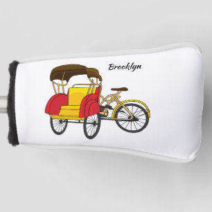 Pedicab Rickshaw Cartoon Illustration Golf Headcover