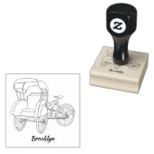 Pedicab Rickshaw Cartoon Illustration Gummistempel (Stempel)
