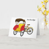 Pedicab Rickshaw Cartoon Illustration Karte (Gelbe Blume)