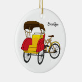Pedicab Rickshaw Cartoon Illustration Keramik Ornament (Rechts)
