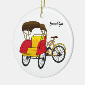 Pedicab Rickshaw Cartoon Illustration Keramik Ornament (Links)