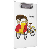 Pedicab Rickshaw Cartoon Illustration Klemmbrett (Rechts)