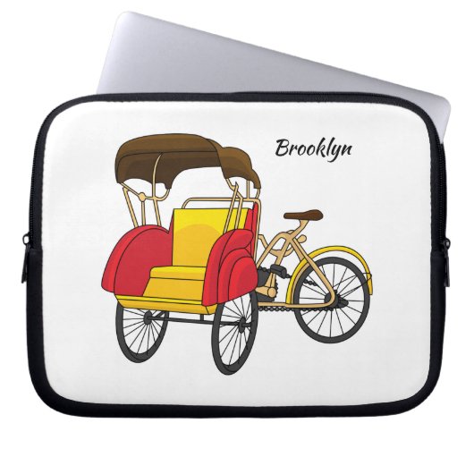 Pedicab Rickshaw Cartoon Illustration Laptopschutzhülle (Vorderseite)