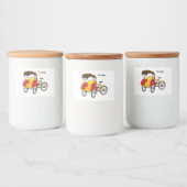 Pedicab Rickshaw Cartoon Illustration Lebensmitteletikett (Flaschen)