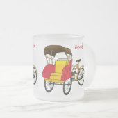 Pedicab Rickshaw Cartoon Illustration Mattglastasse (VorderseiteRechts)