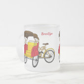 Pedicab Rickshaw Cartoon Illustration Mattglastasse (Vorderseite Links)