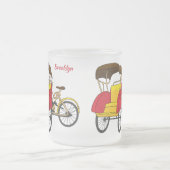 Pedicab Rickshaw Cartoon Illustration Mattglastasse (Mittel)