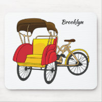 Pedicab Rickshaw Cartoon Illustration