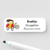 Pedicab Rickshaw Cartoon Illustration Namensschild (Beispiel)