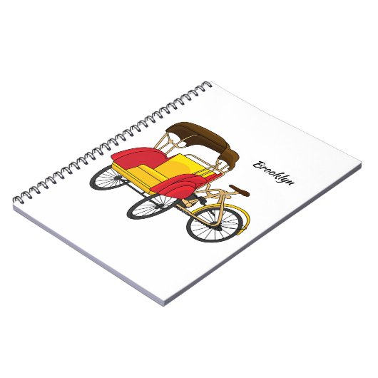 Pedicab Rickshaw Cartoon Illustration Notizblock (Linke Seite)