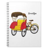 Pedicab Rickshaw Cartoon Illustration Notizblock (Vorderseite)