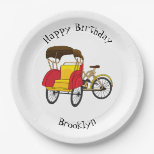 Pedicab Rickshaw Cartoon Illustration Pappteller