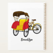 Pedicab Rickshaw Cartoon Illustration Planer (Rückseite)