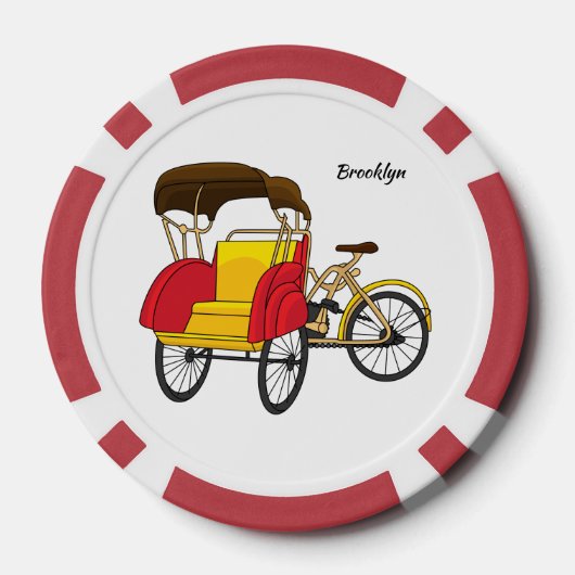 Pedicab Rickshaw Cartoon Illustration Pokerchips (Rückseite)