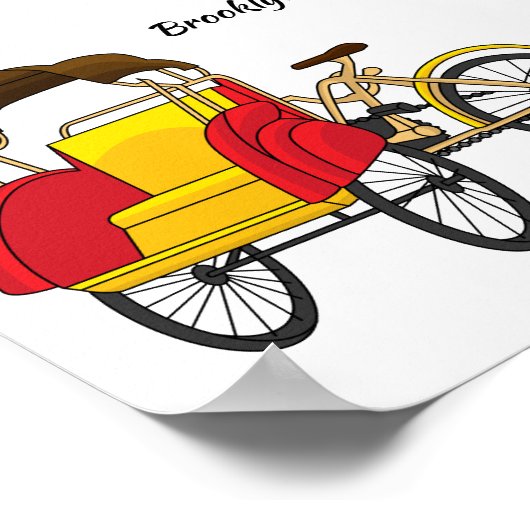 Pedicab Rickshaw Cartoon Illustration Poster (Ecke)