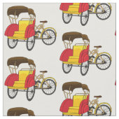 Pedicab Rickshaw Cartoon Illustration Stoff (Nahaufnahme)