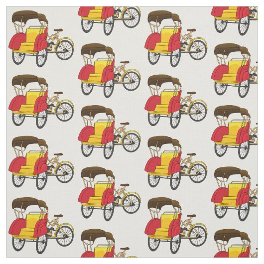 Pedicab Rickshaw Cartoon Illustration Stoff (Muster)
