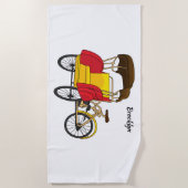Pedicab Rickshaw Cartoon Illustration Strandtuch (Vorderseite)