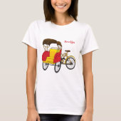 Pedicab Rickshaw Cartoon Illustration T-Shirt (Vorderseite)