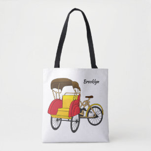 Pedicab Rickshaw Cartoon Illustration Tasche