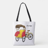 Pedicab Rickshaw Cartoon Illustration Tasche (Rückseite)