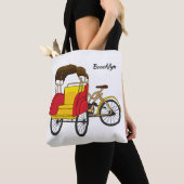 Pedicab Rickshaw Cartoon Illustration Tasche (Von Nahem)