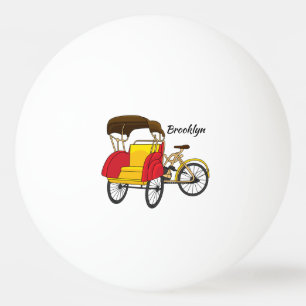 Pedicab Rickshaw Cartoon Illustration Tischtennisball