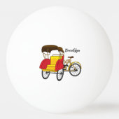 Pedicab Rickshaw Cartoon Illustration Tischtennisball (Rückseite)