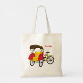 Pedicab Rickshaw Cartoon Illustration Tragetasche (Rückseite)