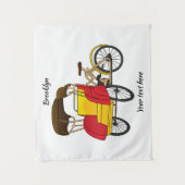 Pedicab Rickshaw Cartoon Illustration Wandteppich (Vorderseite)
