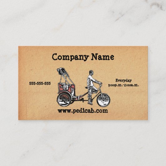 Pedicab Vintage Papiergeschäfts-Karte Visitenkarte (Vorderseite)