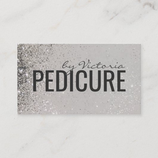 Pedicure Nail Design Gray Glitzer Dusts Visitenkarte (Vorderseite)