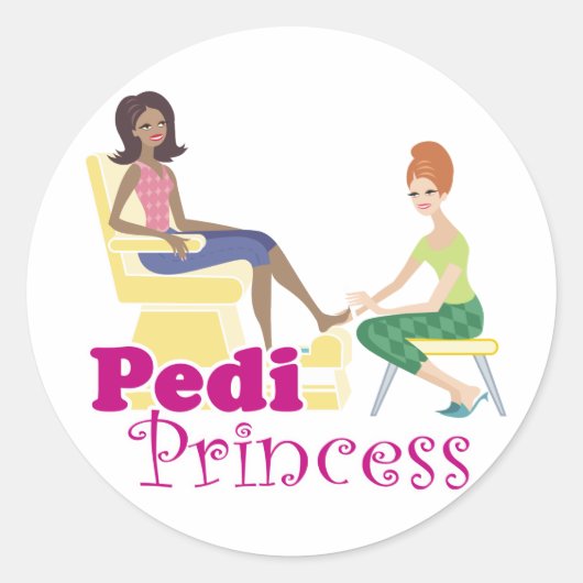 Pedicure Princess Runder Aufkleber (Vorderseite)