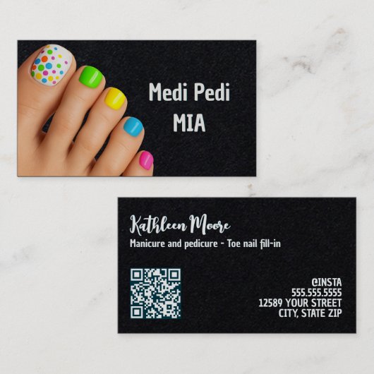 Pedicurist Toe Nail Technician QR Visitenkarte (Vorne/Hinten)