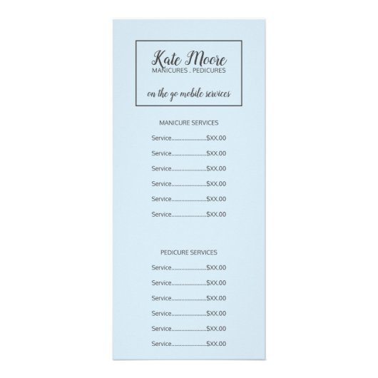 Pedikurist Nail Salon Services Werbekarte (Vorne)