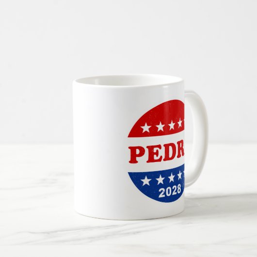 Pedro 2028 Red White Blue Retro Button Kaffeetasse (VorderseiteRechts)