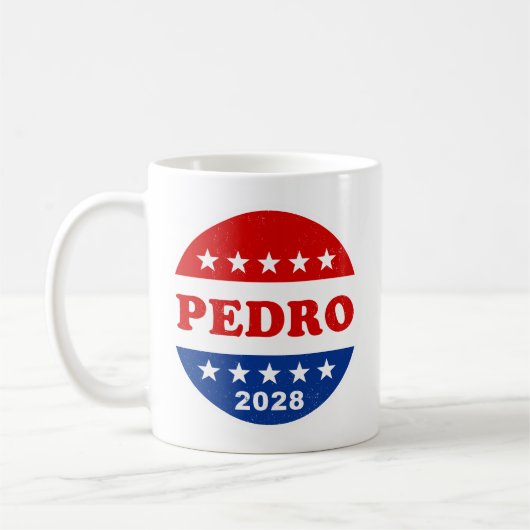 Pedro 2028 Red White Blue Retro Button Kaffeetasse (Links)