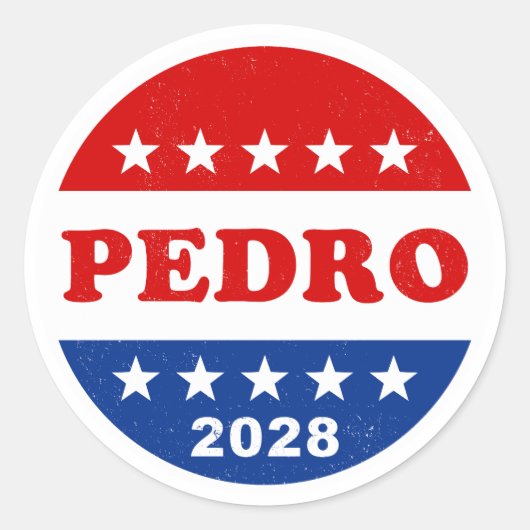 Pedro 2028 Retro Red White Blue Kampagnenschaltflä Runder Aufkleber (Vorderseite)