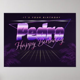 Pedro Name Vorname lila retro Poster Geburtstag